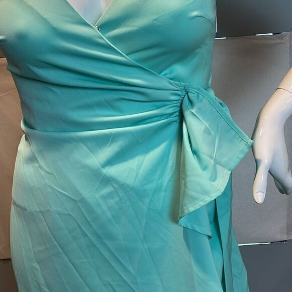 Cupshe Seaglass Overlap Neckline Asymmetrical Dress Bow V-Neck Size L RefCPS082 - Picture 9 of 10